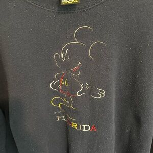 Vintage Real Disney Mickey Mouse Florida Black Sweatshirt with Neon Outline